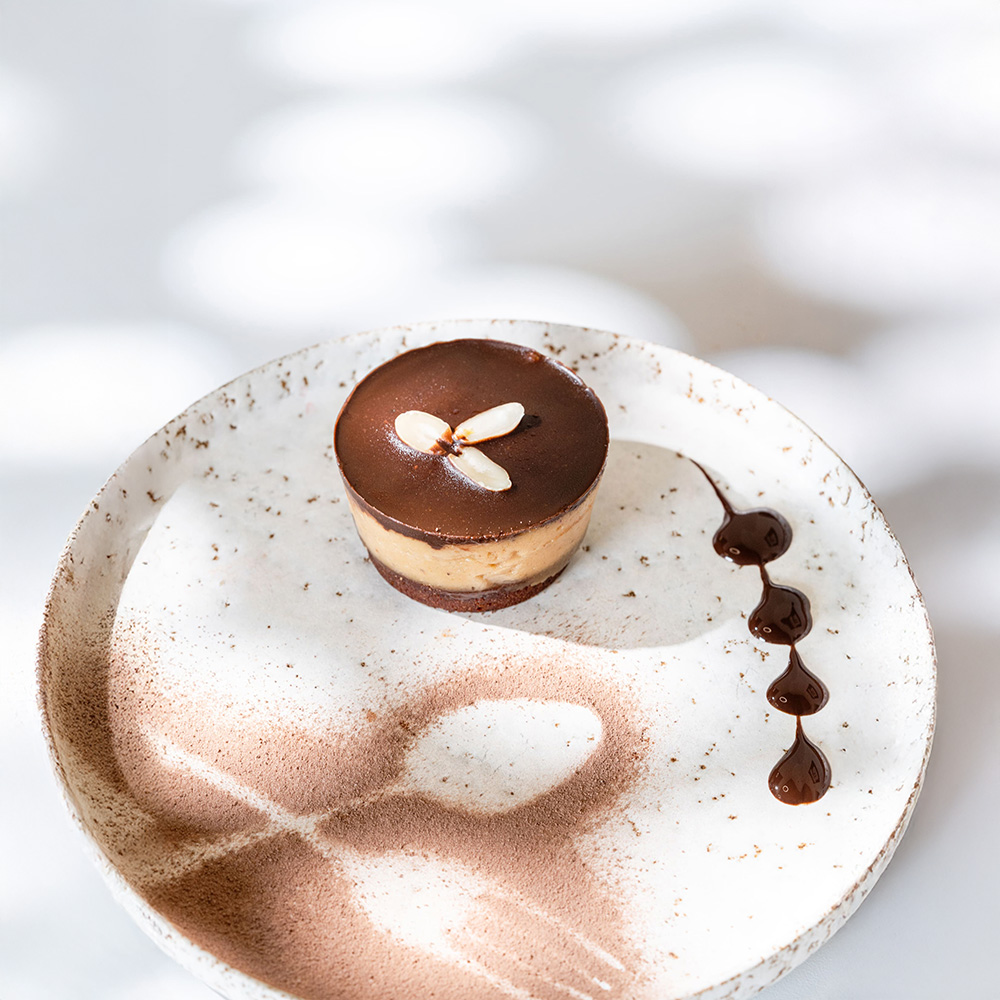 تشيز كيك نباتي بزبدة الفول السوداني خالي من السكر